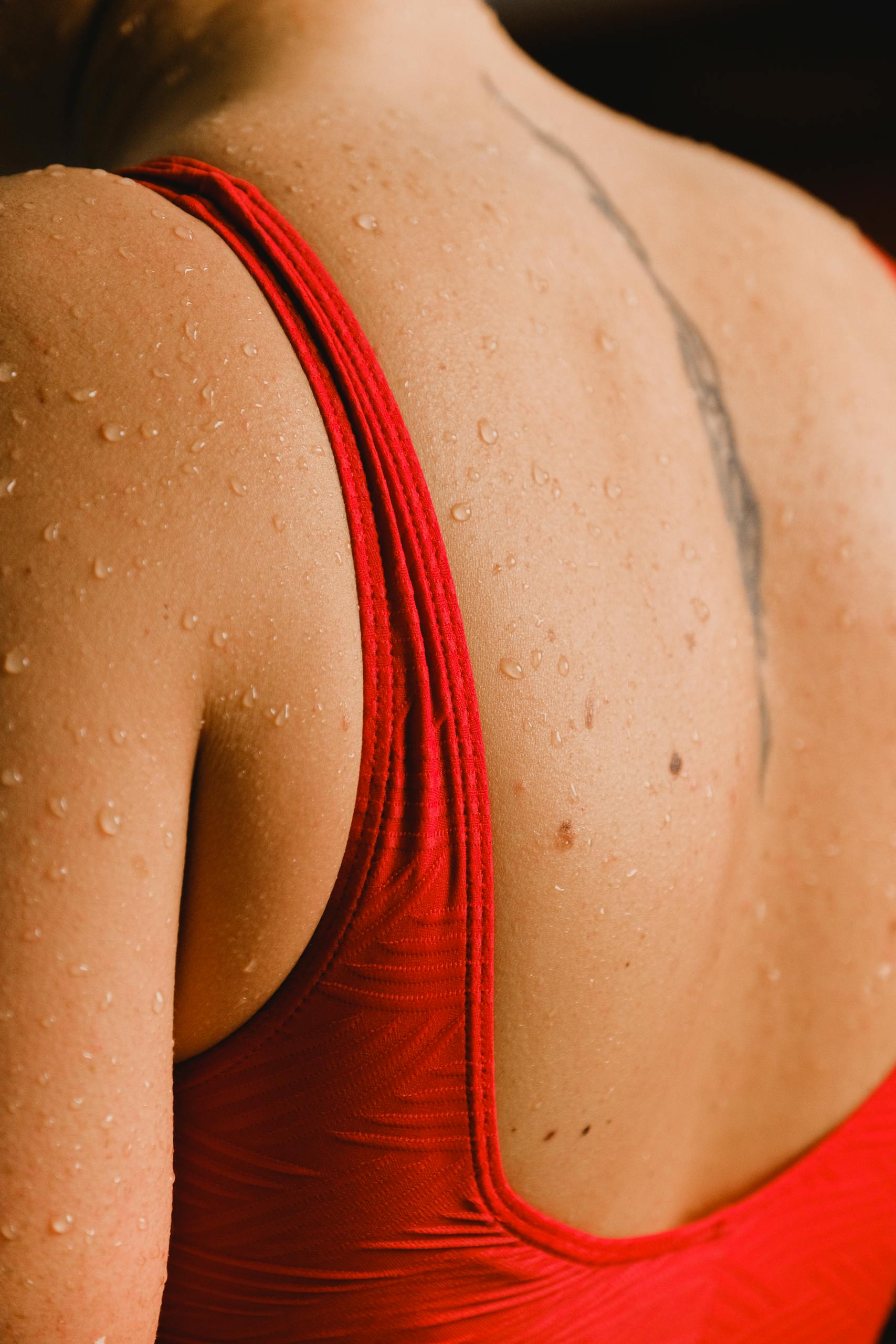 Water Droplets on a Woman's Back